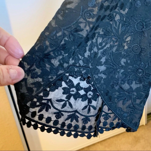 Nanette Lepore Womens Black Balance Lace Blouse Small - Picture 6 of 9